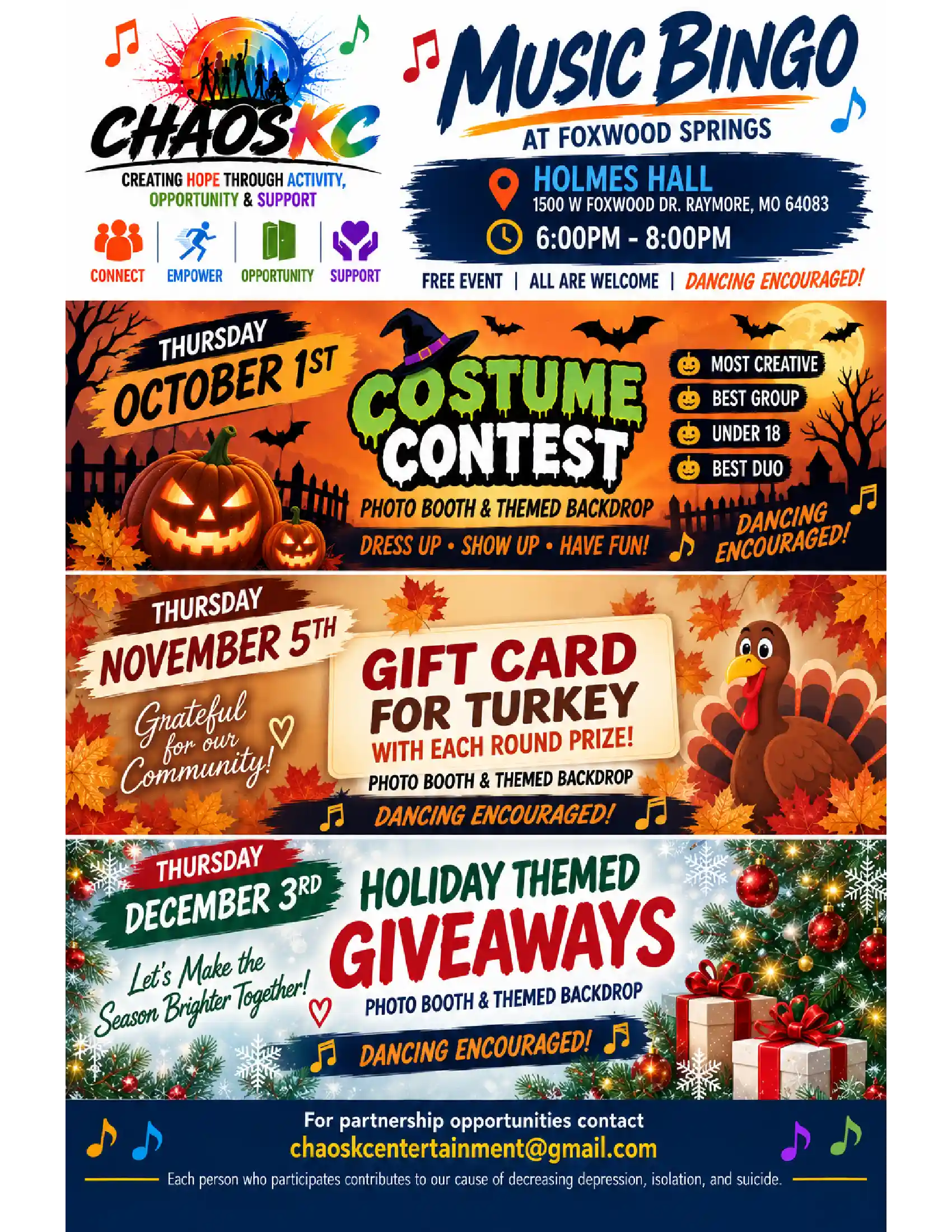 Holiday Music Bingo at Foxwood Springs - December 3, 2026
